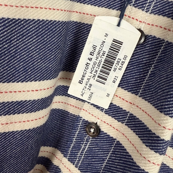 Johnnie-O Surf Flannel Horizon Blue Pullover Active Hull Hoodie Mens Medium - Picture 3 of 9